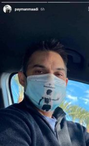 جدیدترین عکس پیمان معادی هنگام رانندگی با ماسک